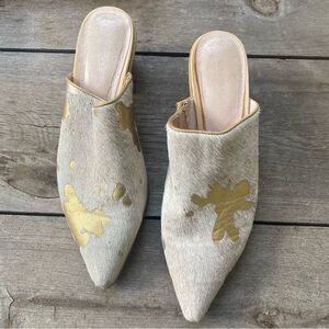 Chocolat Blu Gold and Cream Mules